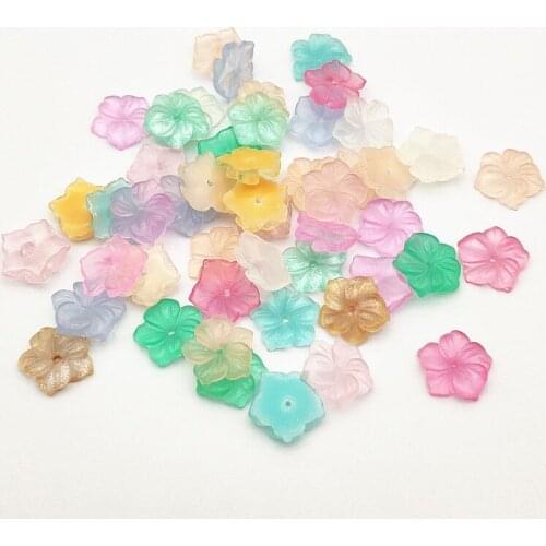 New arrival! Random mix 15mm 200Pcs Resin Flower beads for Necklace/Earrings DIY making parts,Jewelry Findings & Components