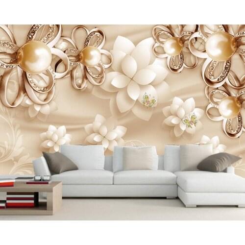 Golden pearl flower luxury jewelry 3d wallpaper mural Papel de parede ,living room tv sofa wall bedroom wall papers home decor