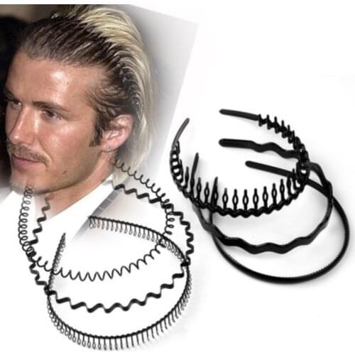 Men Hairband Unisex Black Wavy Hair Head Hoop Band Women Unisex Flexible Sport Headband Hair Accessories 2021 New Fashion