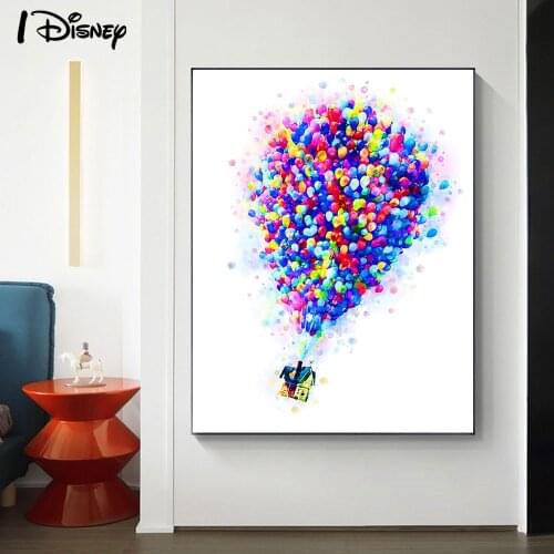 Disney Amine Floating Colorful Balloons Posters and Prints Canvas Painting On the Wall Art Pictures for Room Home Decor