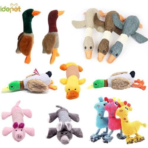 Plush Squeaky Pet Dog Toys Bite-Resistant Molar Tooth Dog Chew Toy Funny Fleece Cat Puppy Training Product for All Pets Duck 35