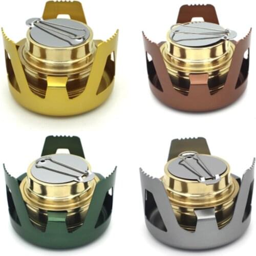 Portable Alcohol Stove Burner With Aluminum Alloy Stand Lid For Outdoor Camping Hiking Backpacking Cooking High Quality