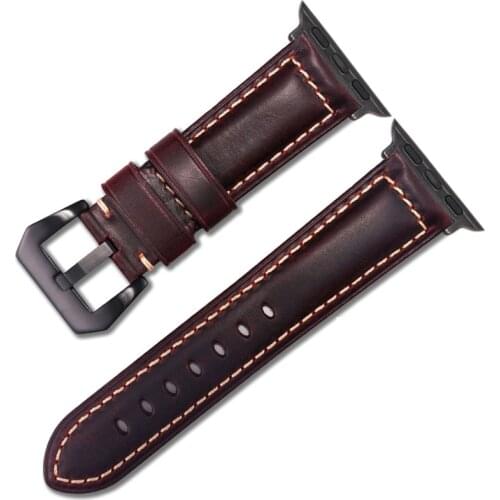 Vintage Band For Apple Watch Series 5 4 3 2 1 38mm 44mm 40mm 42mm Replacement Accessories Genuine Leather Strap For Iwatch Band