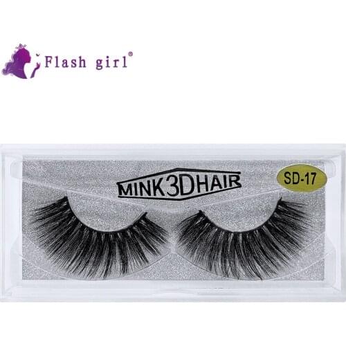 Flash Girl Makeup Real Fur Eyelashes Private Label Eyelashes 1Pair Handmade Natural 3D Silk Eyelash