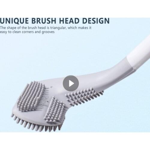 Long Handle Toilet Cleaning Brush Silicone Toilet Brushes For Bathroom Toilet Cleaning Brush Bendable Silicone Brush Head Tool