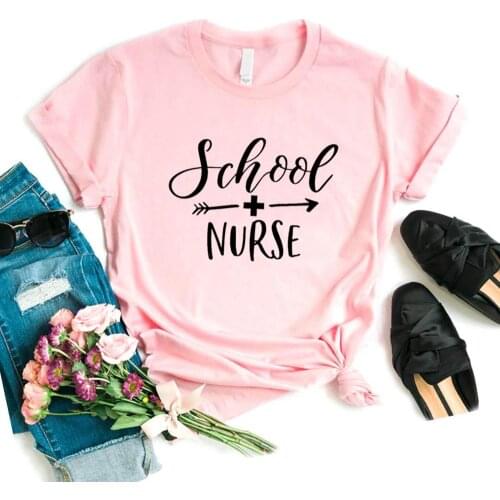 School Nurse Print Women Tshirts Cotton Casual Funny t Shirt For Lady Top Tee Hipster 6 Color Drop Ship NA-785
