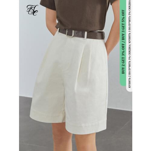 FANSILANEN 100% Cotton Casual White Denim Shorts Women Summer Sexy High Waist Shorts Jeans Female Vintage Belt Loose Shorts 2021