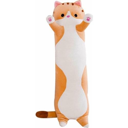 Cute Soft Long Cat Pillow Plush Toys Stuffed Pause Office Bed Pillow For Kids Sleep Gift Decor Nap Girl Pillow Doll Home T0R5