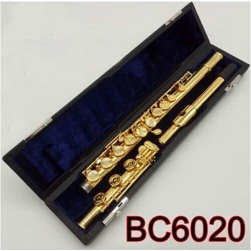 Brand New Flute BC6020 Gold Plated French Buttons 17 Holes Open Hole Professional Flute Hard Case