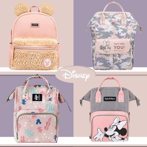Disney Girl Series Pink Baby Bag USB Diaper Bag Waterproof Mommy Bag Backpack For Mom Travel Maternity Colorful Stroller PU Bag