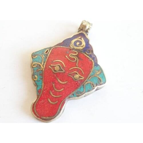 TBP091 Indian Buddhist Ganesh Amulet Pendant Nepal Hand Jewelry Elephant God