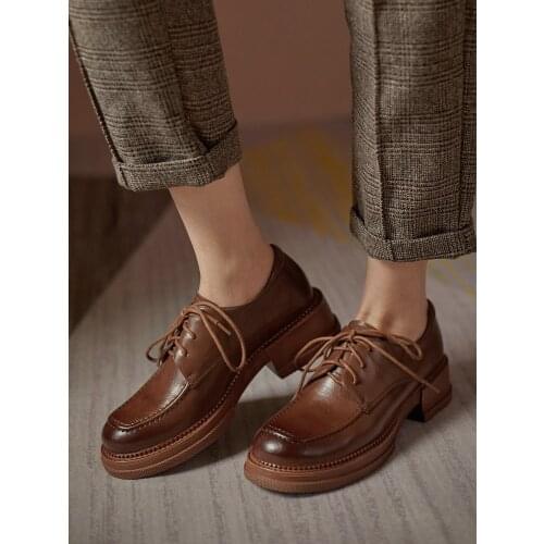 EshtonShero Female Pumps Leather Shoes Women Round Toe Low Heel Leisure Lofers Flats Comfortable Casual Womens Shoes Loafers