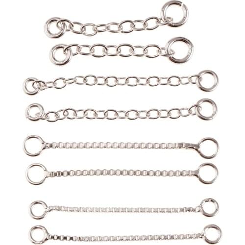 2 Pieces 925 Sterling Silver Necklace Earring Chain Extender Extension Split Ring DIY