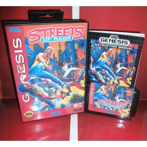Streets of Rage 1 - US Cover with Box and Manual MD games card For Sega Megadrive Genesis Video Game Console 16 bit MD card