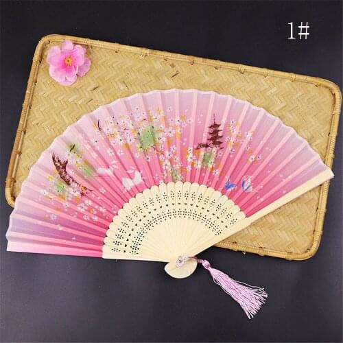 Vintage Silk Folding Fan China Pattern Art Craft Gift Home Wedding Party Decoration Chinese Traditional Characteristics Hand Fan