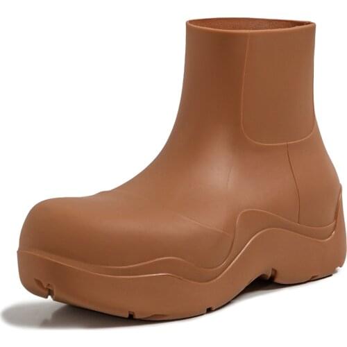 2020 Autumn/Winter Muffin Thick-Soled Rain Boots Candy Macaron Color Womens Short Boots Waterproof Vulcanized Shoes