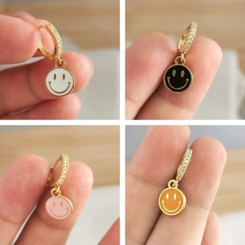 LOOXI Cute Dripping Oil Yellow Pink Oranger Huggie Hoop Earrings for Women Unusual earrings Summer Pendientes Jewerly Oorbellen