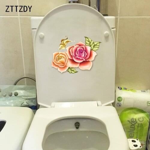 ZTTZDY 24.7*18.4CM Golden Butterfly Flower Classic Wall Sticker Home Decoration Toilet Decals T2-0317