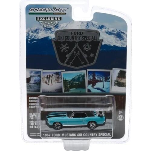 1:64 GreenLight 1967 Ford Mustang Coupe Ski Country Collection Metal Die-cast Simulation Model Cars Toys