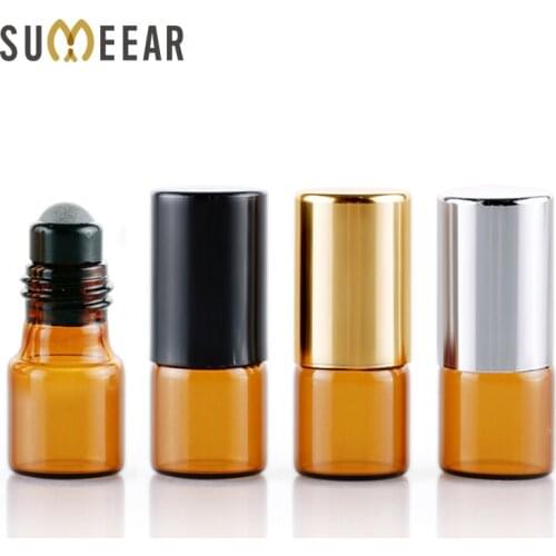 100 Pieces/Lot 2ML Roll On Essential Oil Bottles Amber Glass Bottle Refillable Perfume Bottle Travel Bottle Cosmetic Container
