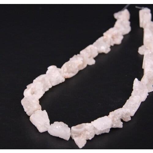 15.5"/strand Natural White Quartz Geode Druzy Freeform Slab Nugget Beads,Raw Roug Crystal Drusy Rectangle Slice Pendants Jewelry