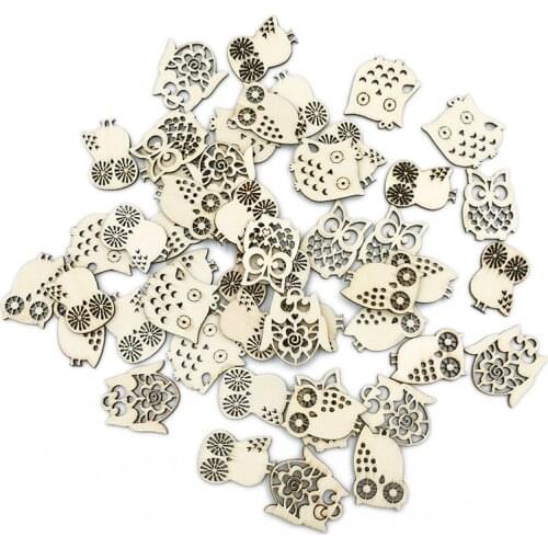 20pcs Wooden Owl Shapes Craft Blank, Natural Unfinished Cutout Shape Wooden Butterfly, Christmas, Wedding