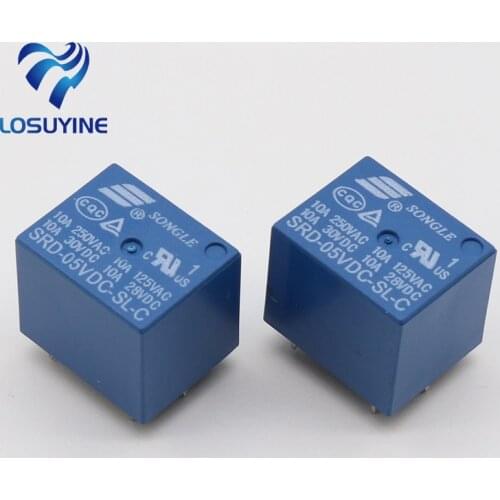 5pcs SRD-05VDC-SL-C 5VDC 10A 250 VAC Power relay PCB Type T73-5V 5 feet SRD-5VDC-SL-C 10A 125VAC New and original Free shipping