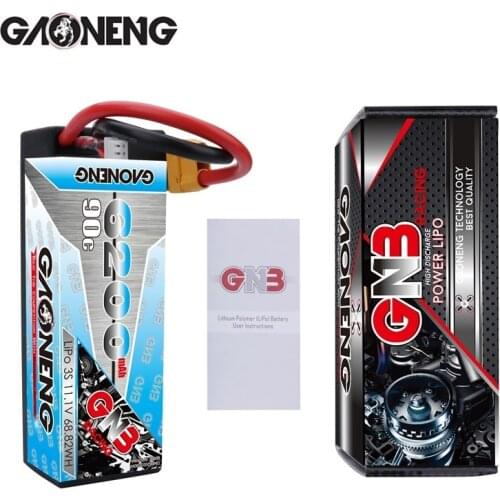 1-2PCS GAONENG GNB 11.1v 6200mAh 90C/180C rechargeable battery For RC Car Racing Spare Parts With Shell Upgrade LiHV 3S Battery