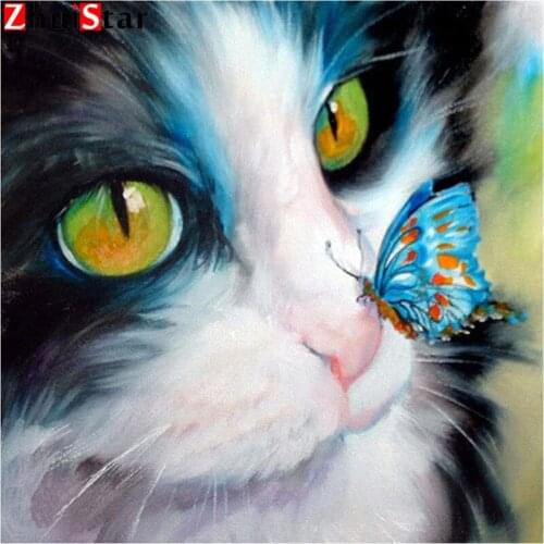 Diamond Embroidery Cartoon Cat Pattern 5D DIY Square Diamond Mosaic Full Kits Animal Bedroom Decor Handiwork Children Gift XY1