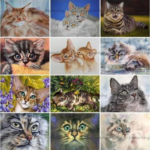 5D Diy Diamond Painting Furry Cat Full Diamond Embroidery Cross Stitch Mosaic Pictures Kit Home Decoration Handicraft Art Gifts
