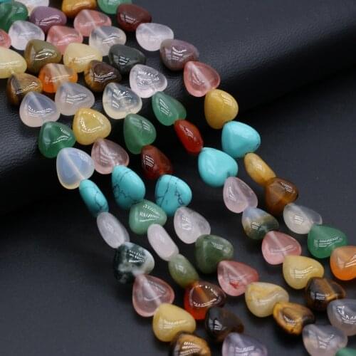 Natural Stone Beads Heart Shaped Mix Color Exquisite Loose Spacer Beaded For Jewelry Making DIY Bracelet Necklace Accessories