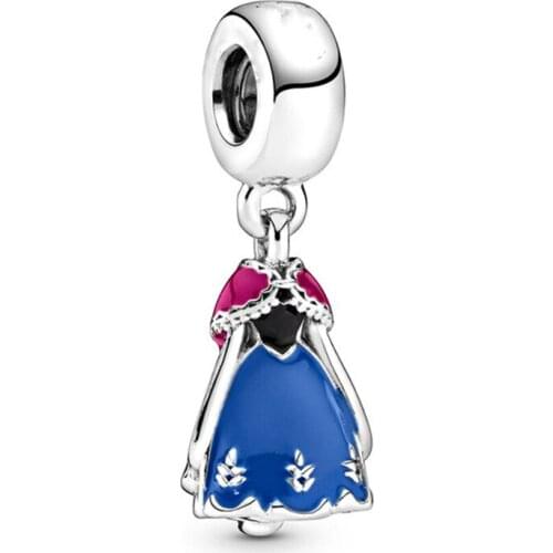 1Pcs New Cute Princess Dress Pendant DIY Beads Suitable for Original Pandora Charm Bracelet Ladies Jewelry Making Gifts
