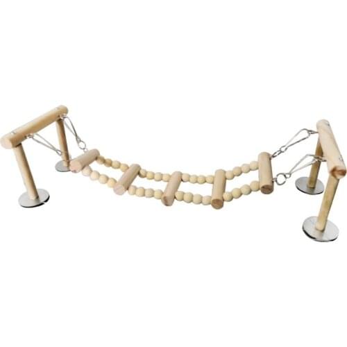 Wooden Bird Perches Stand Toys Parrot Swing Climbing Ladder Parakeet Playground R7RC