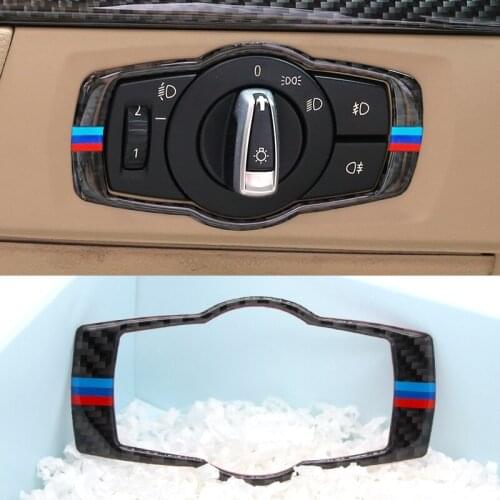 For BMW 3 series E90 E92 E93 2005 2006 2007 2008 2009 2010 2011 2012 Carbon Fiber Headlight Switch Frame Cover Trim Decor
