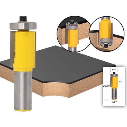 1/2 Shank Single Bearing Trimming Cutter Double Edge Router Bit Woodworking Tool Wood Milling Trimming Machine Boring Cutter