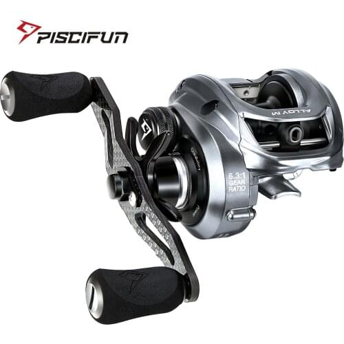 Piscifun Alloy M Aluminum Frame Baitcasting Reel 8+1 Bearings 10KG 22LB Max Drag Freshwater Saltwater Low Profile Fishing Reel