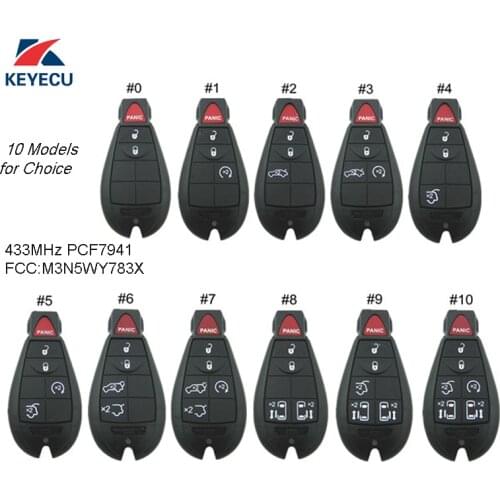 KEYECU Replacement Keyless Entry Remote Fobik Key Fob Transmitter 433MHz ID46 for Chrysler FCC ID:M3N5WY783X Free Programming