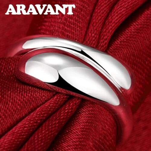 925 Silver Double Round Bead Waterdrop Adjustable Size Ring Women Men Wedding Fashion Jewelry