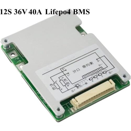 Lifepo4 36v 40A BMS 36v 12S Battery Pack 43.8v Smart Bms Cell Protection Board for Lifepo4 36v 750w 1000w Motor Ebike