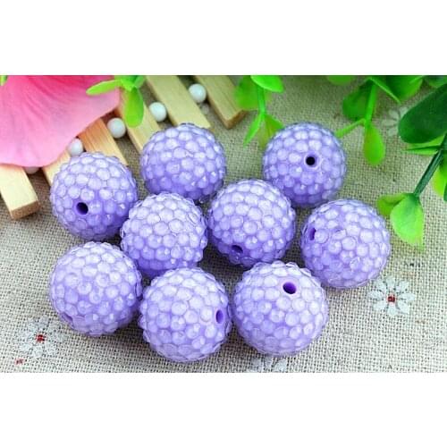 Kwoi vita Light Purple Clear Resin Rhinestone Ball beads Wholesales AAA Quality 20mm Chunky 100pcs/lotfor Kids Jewelry