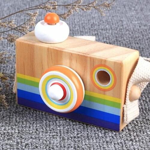 Lets make 1pc Wooden Baby Toys Fashion Camera Pendant Montessori Toys For Children Wooden DIY Presents Nursing Gift Baby Block