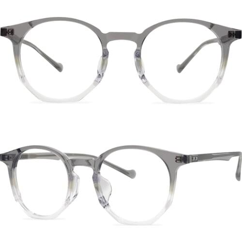 Fashionable polygonal irregular glasses frame for men and women with transparent gradient flat glasses