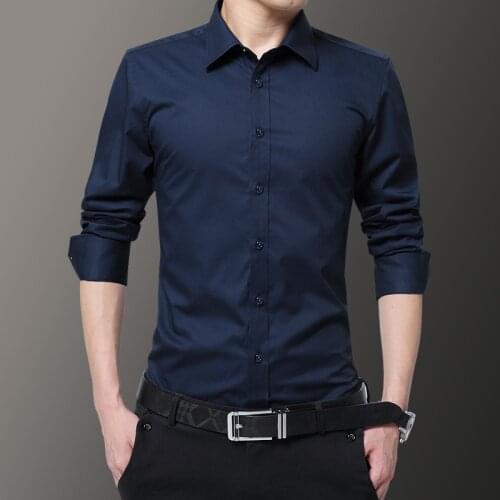 Men Shirts Business Long Sleeve Turn-down Collar Male Shirt Slim Fit Dress Shirt Asian Size 6XL 7XL 8XL Dropshipping 2020