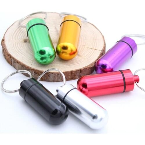 Outdoor Survival Pocket Aluminium Alloy Mini Waterproof Pill Box Case Bottle Drug Holder Container Keychain Medicine