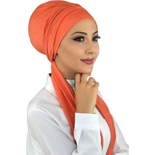 New Fashion 2021 Hijab Turban Lady Hat Seasonal Scarf Hijab Foulard Single Size Orange Hijab Bathing Cap Shawl