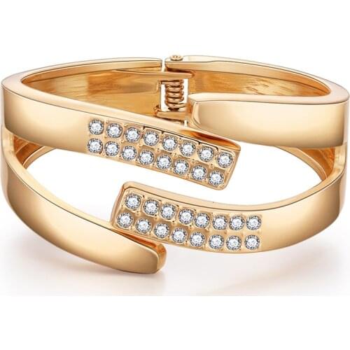 2020 New Luxury Geometric Rhinestone Bracelets For Women Gold Color Jewelry Designer Adjustable Bracelets