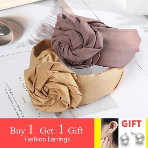 Haimeikang Women Fashion Bezel Hair Hoop Flower Bow Knotted Headband Headwear Solid Color New Hair Accessories Hairbands