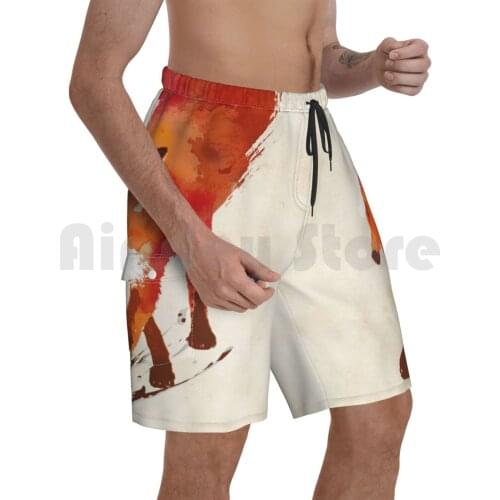 Vulpes Vulpes Beach Shorts Men Beach Pants Swimwear Fox Watercolor Nature