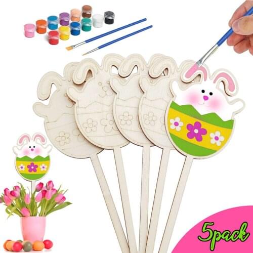 2021 DIY Handmade Painted Easter Toys Set DIY Egg Rabbit Chick For Children Drawing Skill Home Decoration