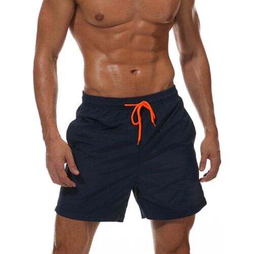 Swimming Trunks Sport Shorts Quick Drying Fitness Men Summer Beach Shorts Pants Plus Size Solid Color Drawstring Swimming Trunks